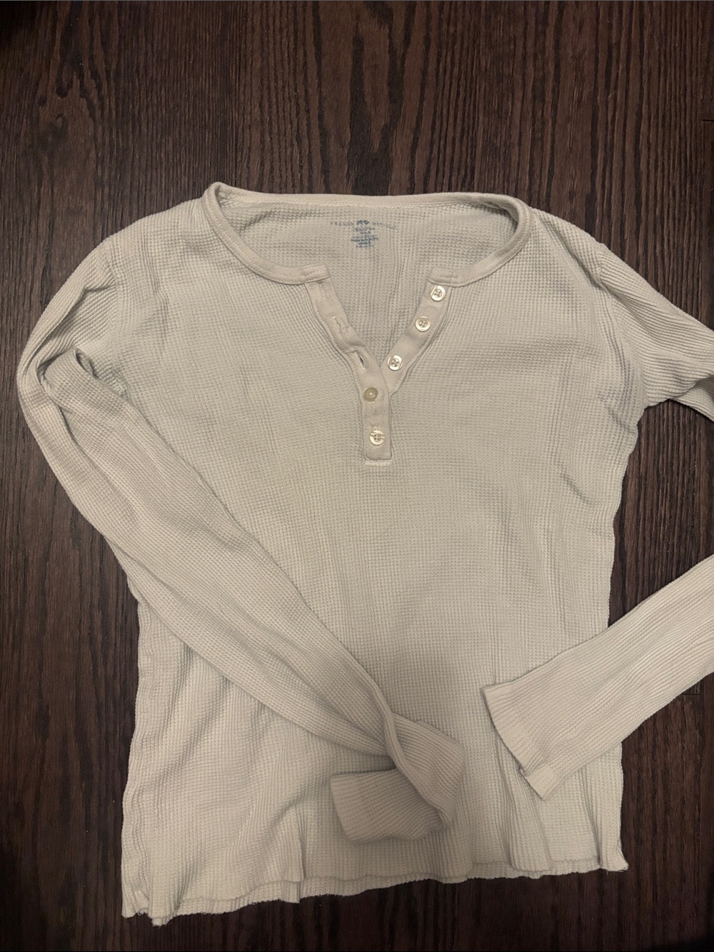 Brandy Melville Long-Sleeve Waffle Henley Top in White — Women